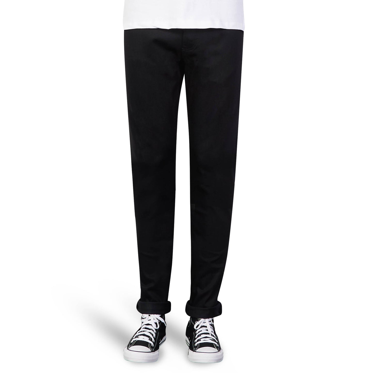 Garrison - slim fit front view double black 12oz Japanese selvedge jeans