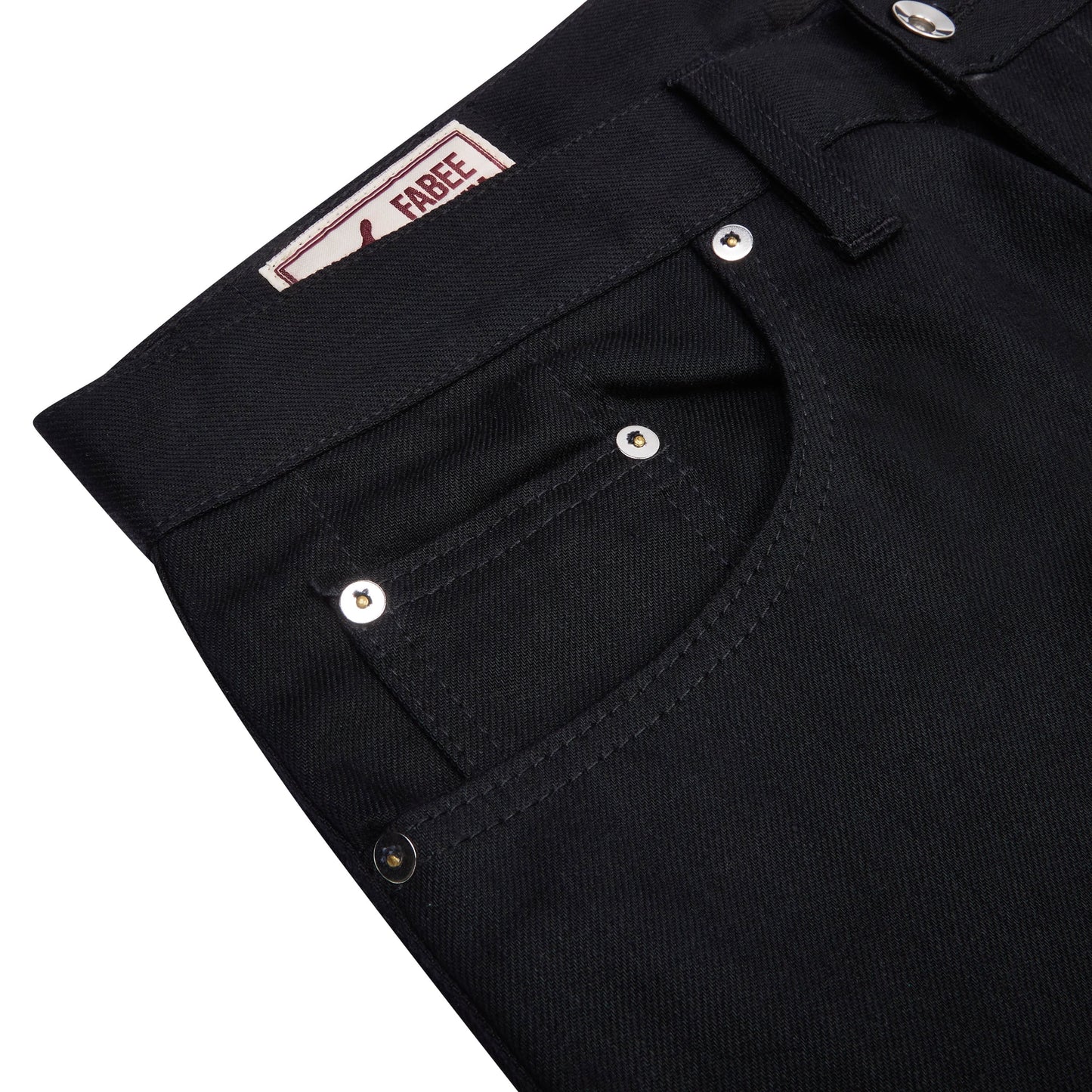 Albion - regular fit front close up double black 12oz Japanese selvedge jeans
