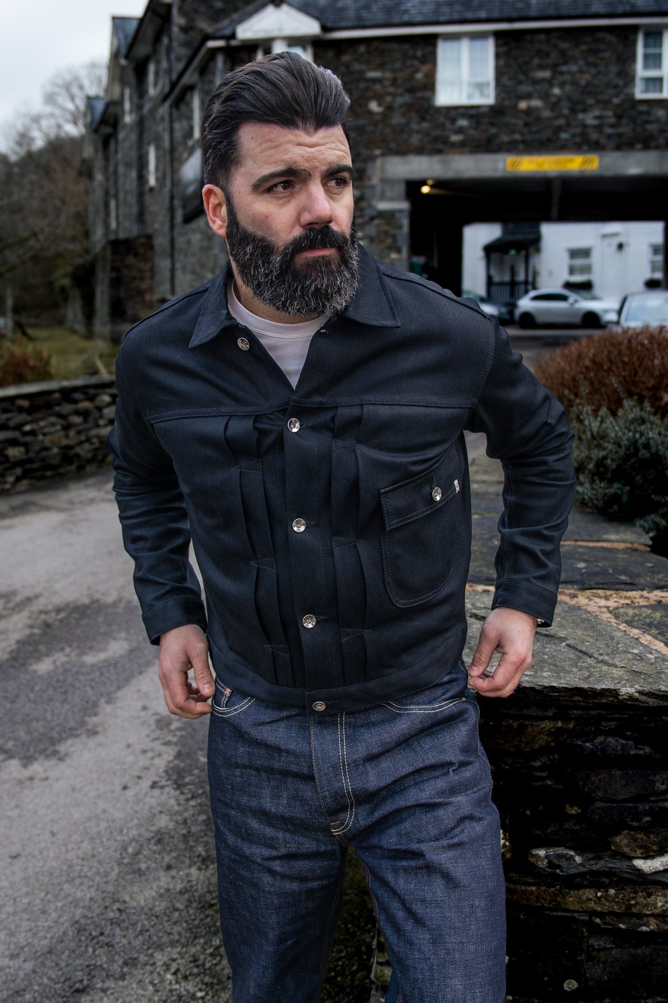 PREORDER FD type l denim jacket. 14oz Japanese double black