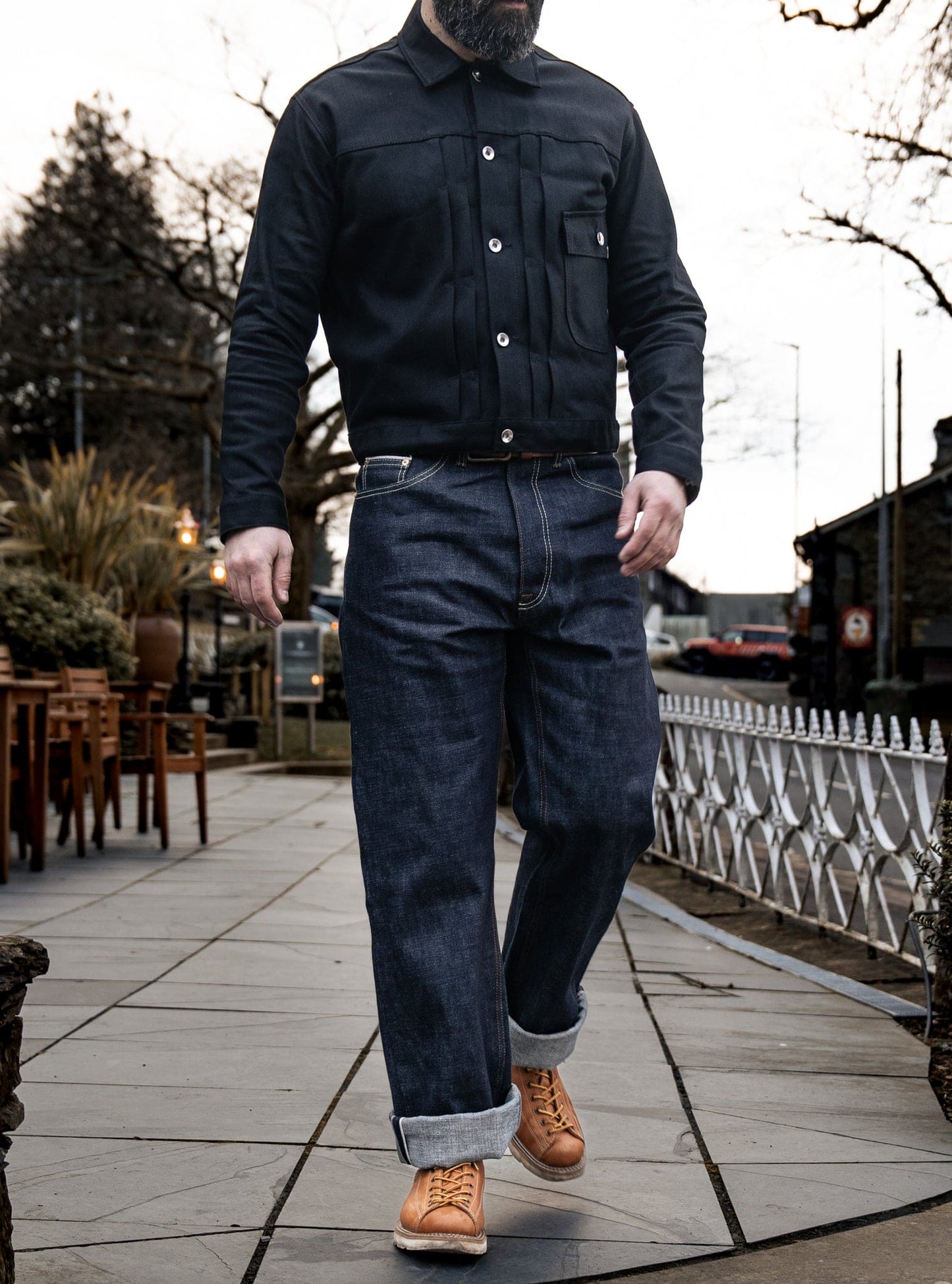 PREORDER FD type l denim jacket. 14oz Japanese double black