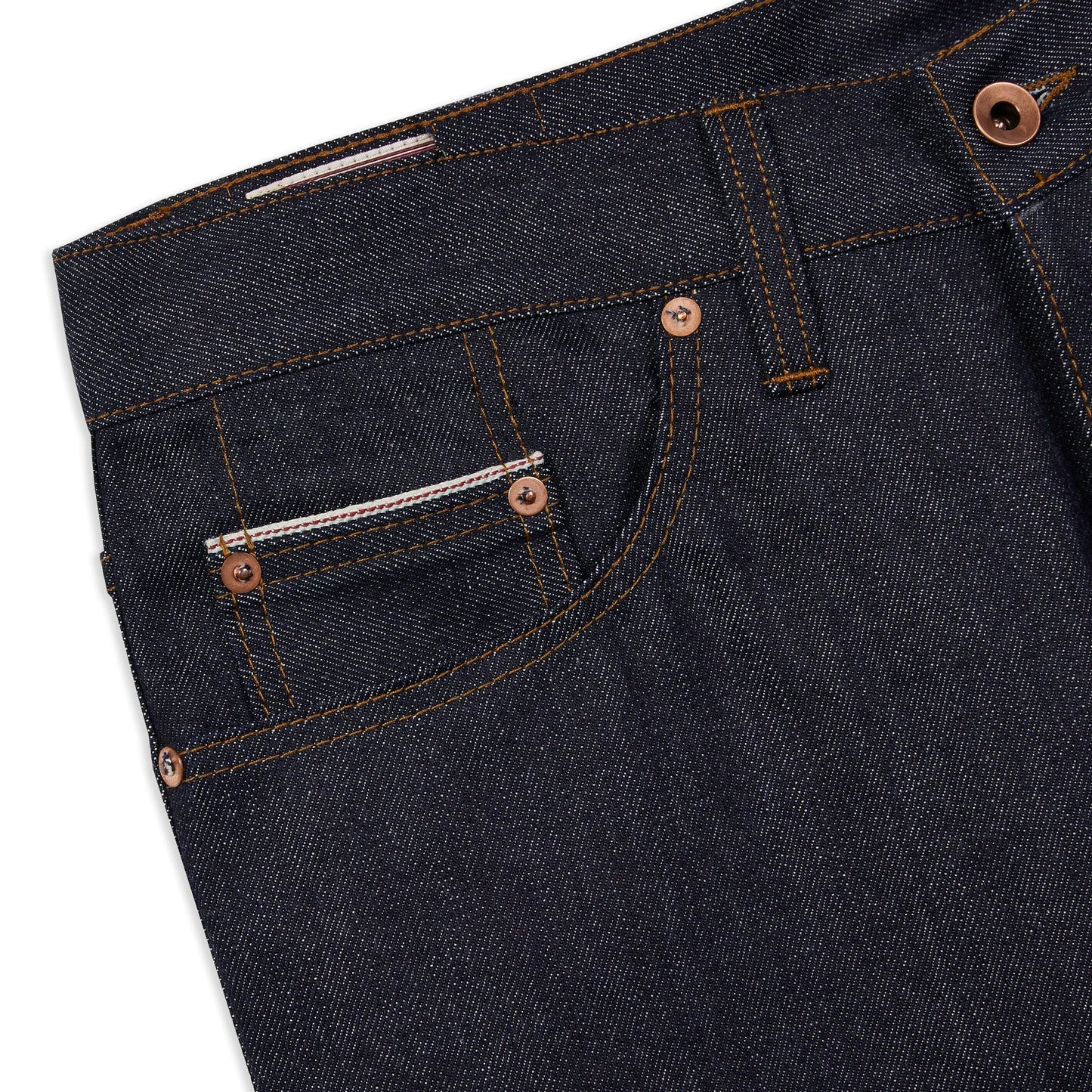 Available from stock: Albion - Regular fit 12oz Japanese red line selvedge denim