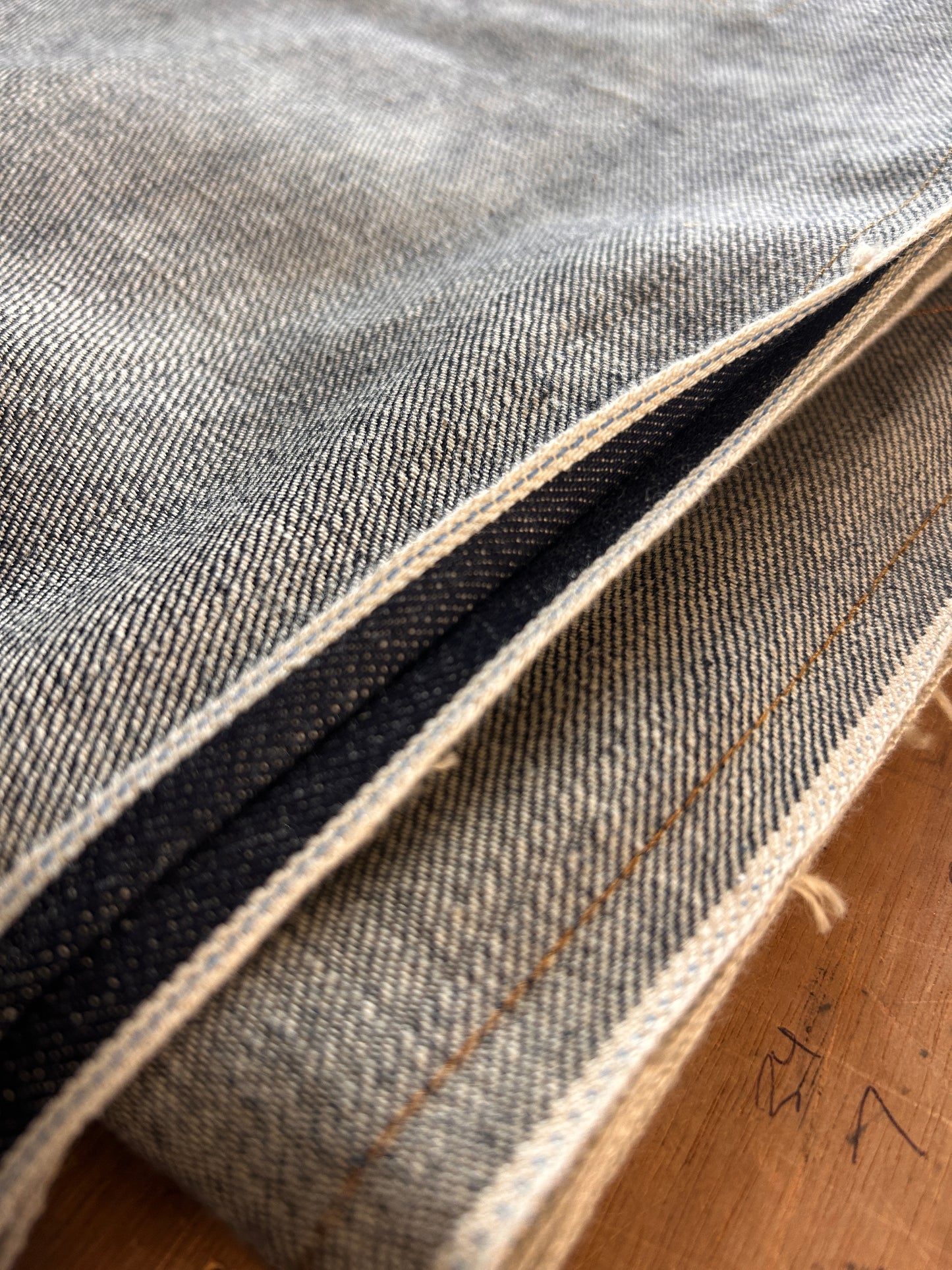 Available from Stock: Albion 13oz Japanese Blue Line Selvedge Denim (Indigo x Beige Weft) – Limited Stock
